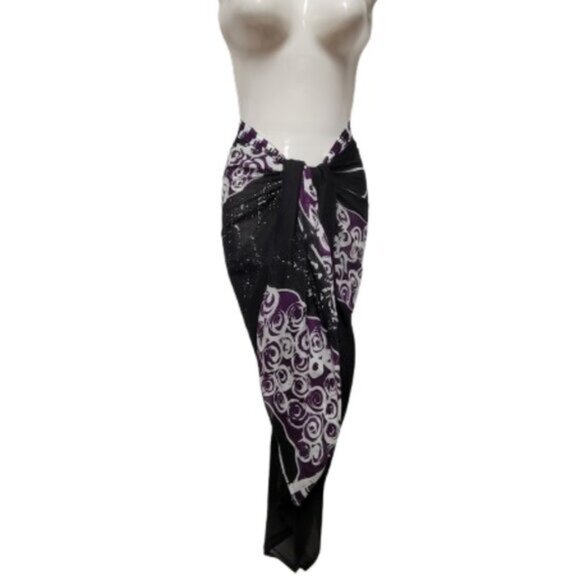 Womens Sarong Pareo Cotton Wrap HandPainted Batik Wrapskirt Beachwear -NEW - Picture 4 of 5